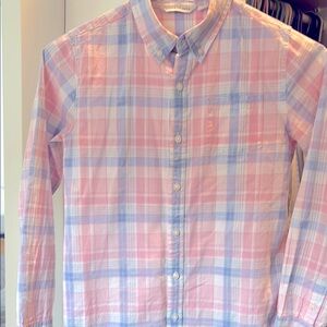 Janie and Jack boys Madras plaid pastel button up long sleeve dress shirt